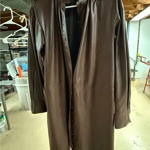 Brown faux Leather Women's Coat